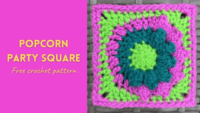 Popcorn Party Granny Square – Free Crochet Pattern (UK Terms)