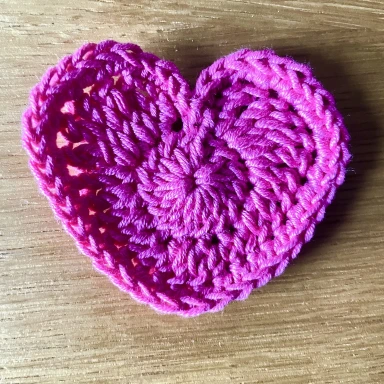 finished pink crochet heart