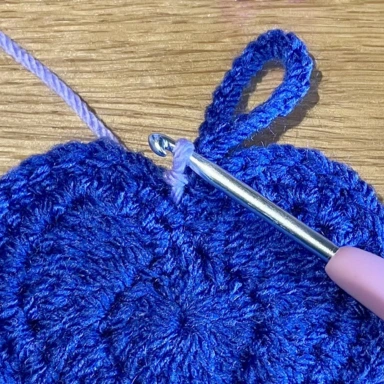 close up of a crochet slip stitch