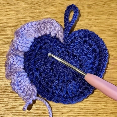 crochet heart with incomplete crochet stitches
