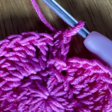 close up of crochet stitches