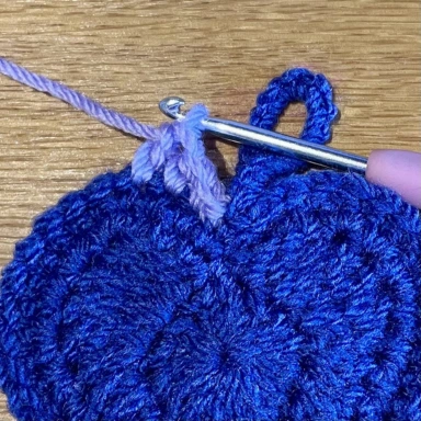 close up of crochet stitches