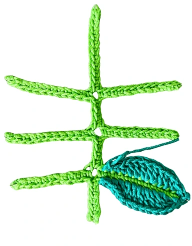 One crochet leaf completed of the the 7 leaf veins for the crochet leaves stem free pattern.